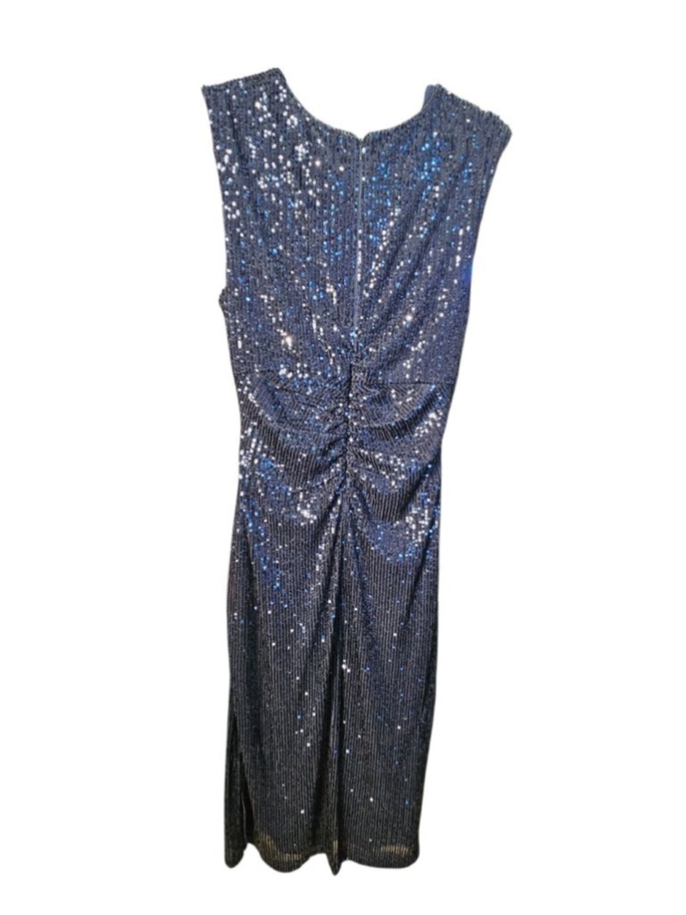 White House Black Market Navy Sequin V-Neck Sheath Dress M - Picture 3 of 11